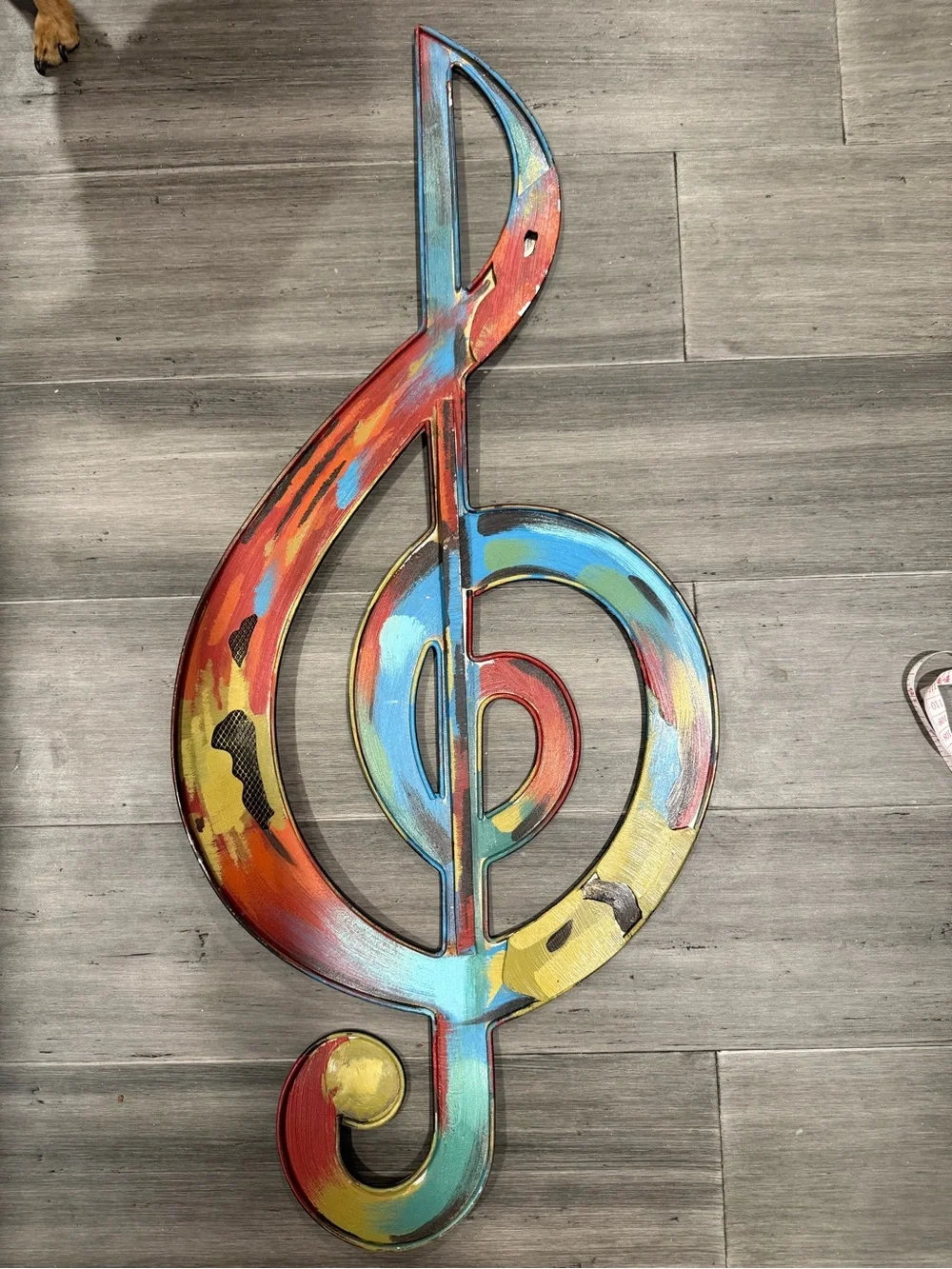 Colorful Painted Treble Clef Wall Art - Multicolor